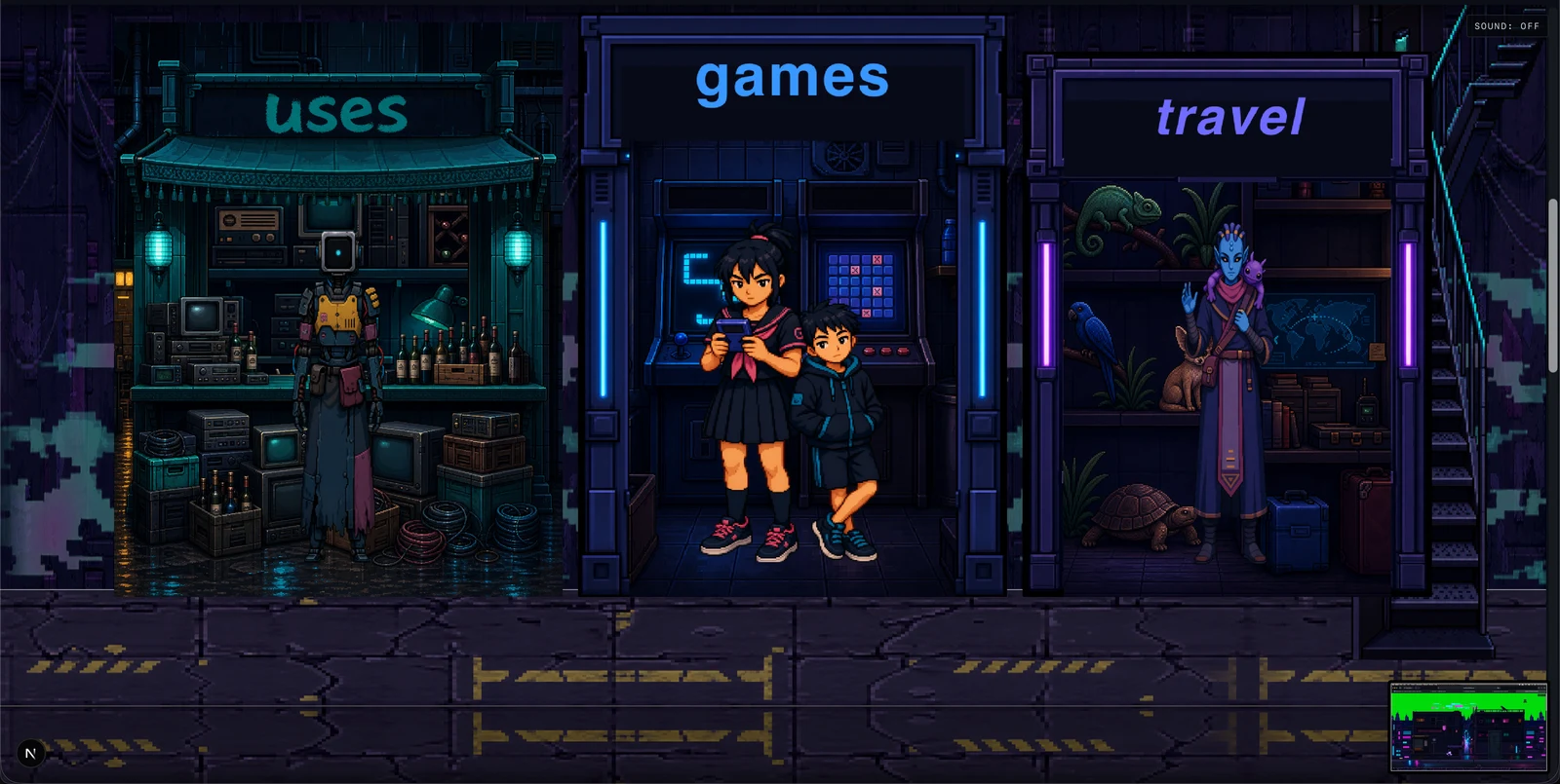 uses, games and travel on the bottom floor