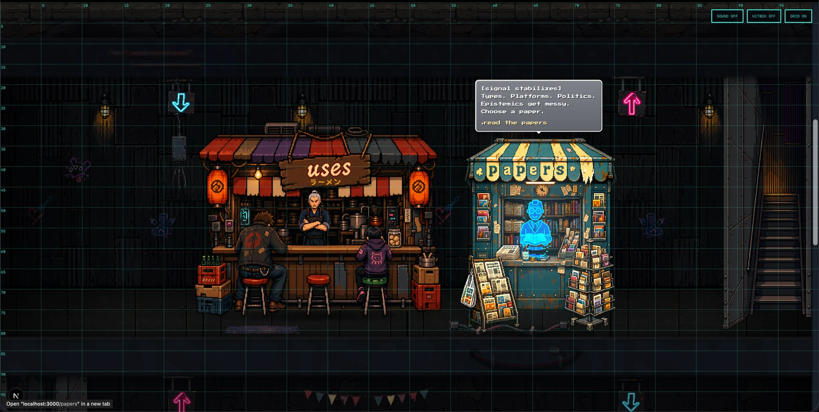 uses and papers in FFIX dress, wayfinding arrows, dialog open