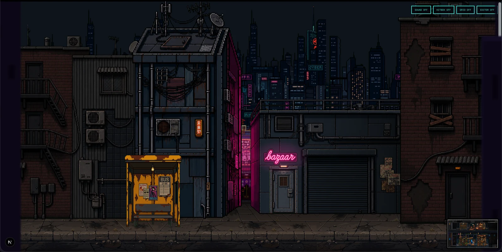 the restyled street: colder steel, denser skyline, minimap on